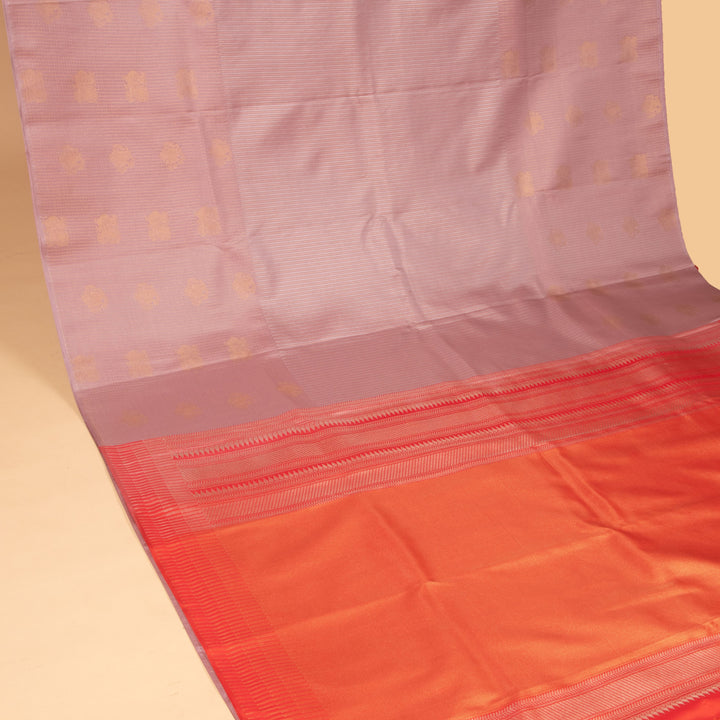 Coral pink and Coral orange soft silk saree
