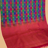 Multi colour checks soft silk saree