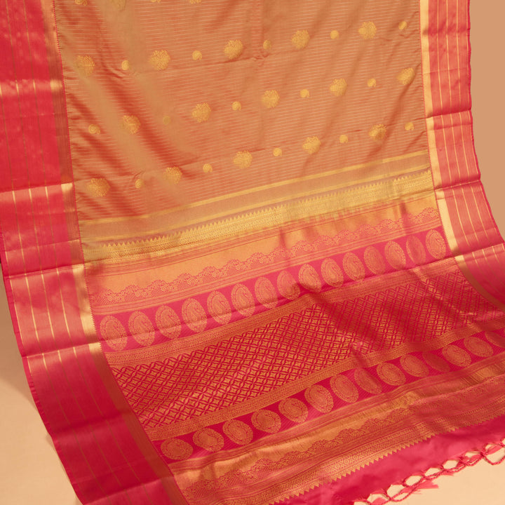 Sunset orange and Amaranth Pink soft silk saree