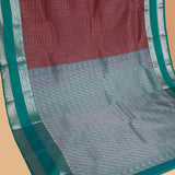 Maroon and Peacock green semi silk saree