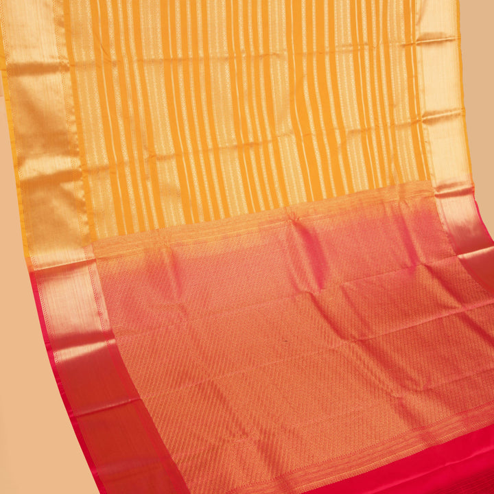 Mango yellow and Reddish pink soft silk saree
