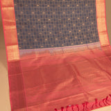 Steel grey and Dazzle pink soft silk saree