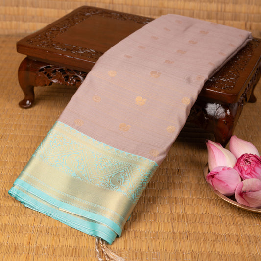 Dusky rose and Ice blue soft silk saree