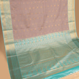 Dusky rose and Ice blue soft silk saree