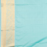 Dusky rose and Ice blue soft silk saree