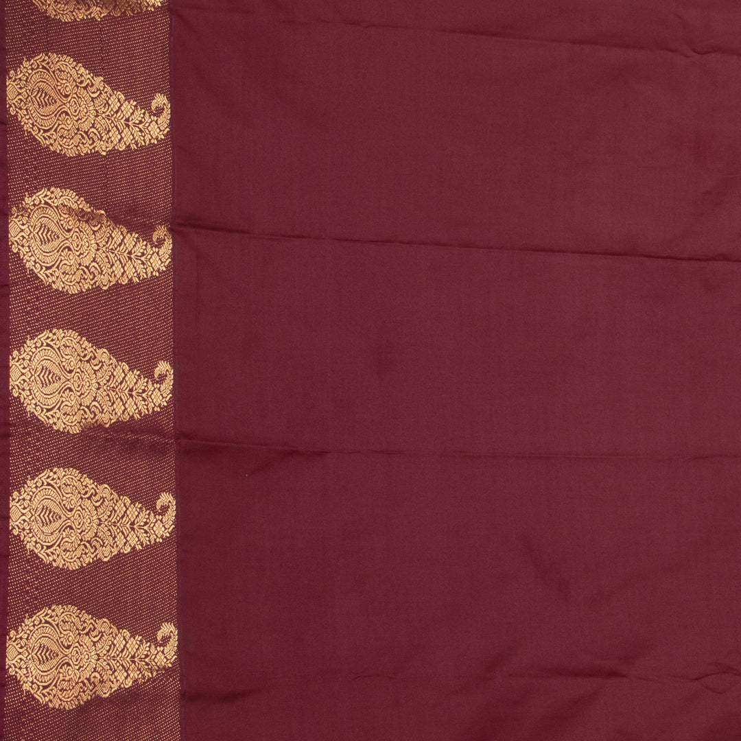 Saffron yellow and Maroon soft silk saree