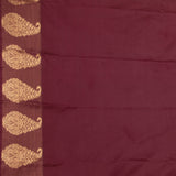 Saffron yellow and Maroon soft silk saree