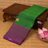 Basil green and Palatinate purple pure touch silk saree