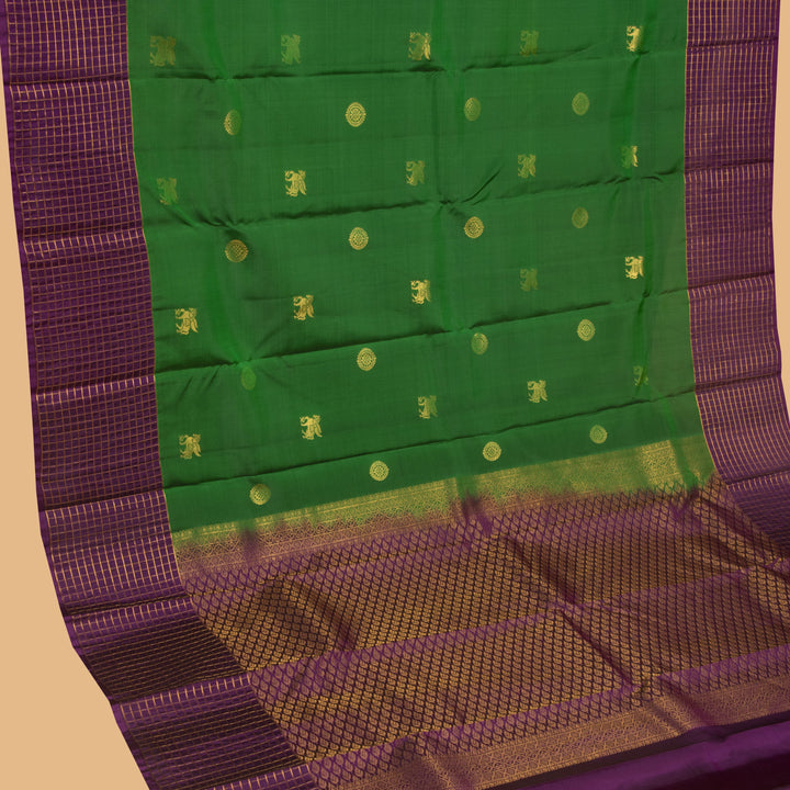 Basil green and Palatinate purple pure touch silk saree