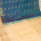 Peacock Blue and Off white pure touch silk saree
