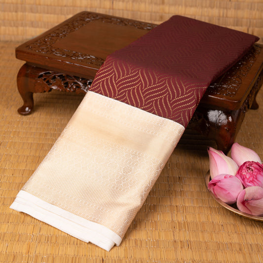 Maroon and off white semi silk saree