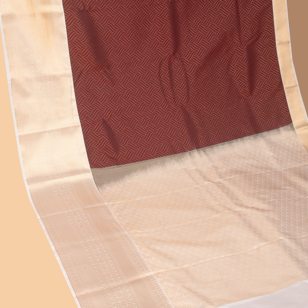 Maroon and off white semi silk saree