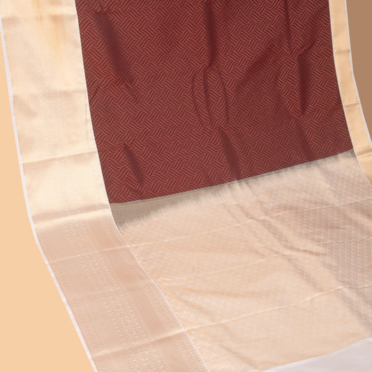 Maroon and off white semi silk saree