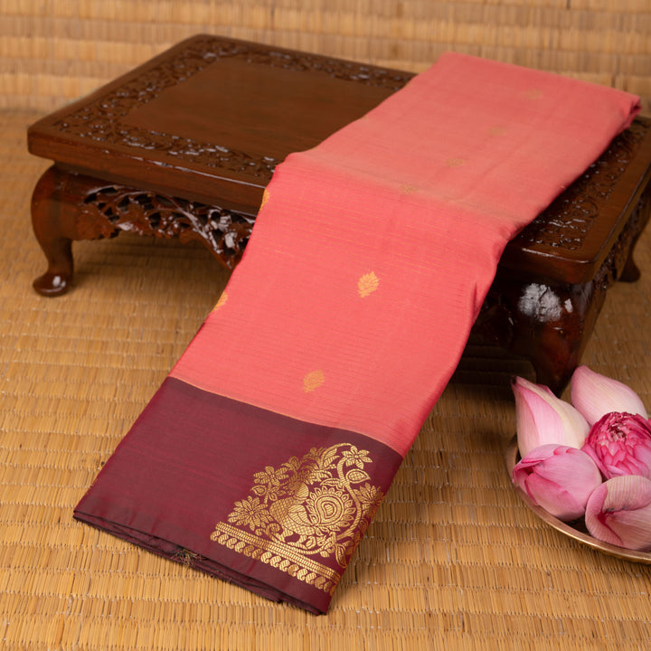 Dazzle pink and Maroon pure Touch silk saree