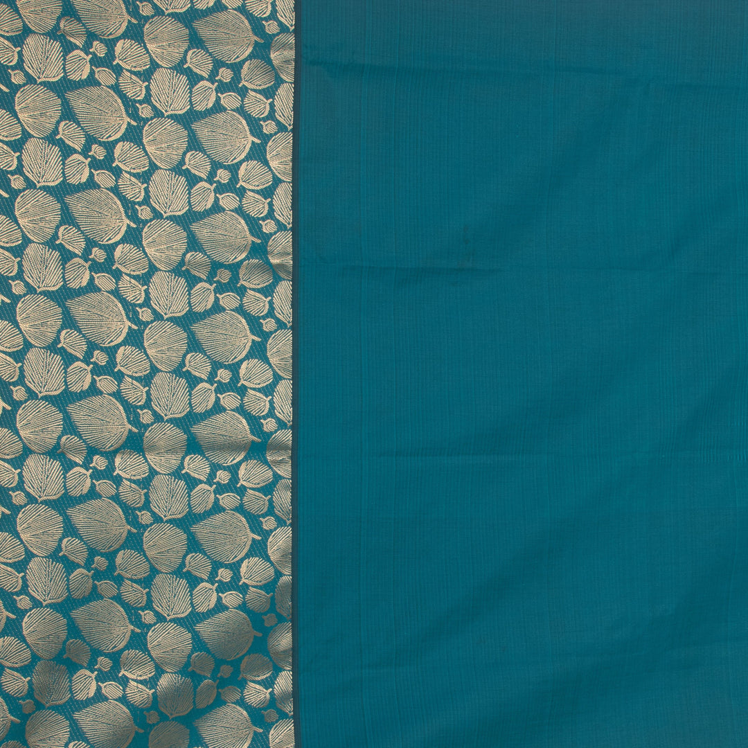 Red Orange and Teal green semi silk saree