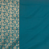 Red Orange and Teal green semi silk saree