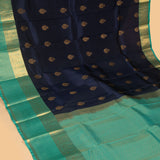 Navy blue and Teal Blue Pure Touch silk saree