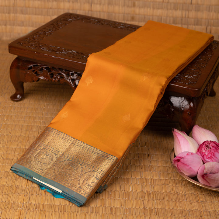 Turmeric Yellow and Dual Tone blue Pure Touch silk saree