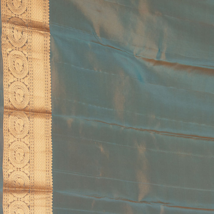 Turmeric Yellow and Dual Tone blue Pure Touch silk saree