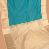 Deep sky blue and Off white Semi silk saree