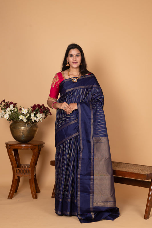 Royal Blue pure kanjivaram silk saree