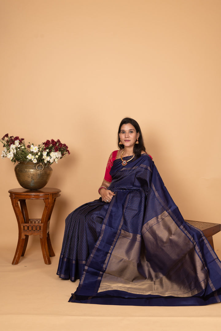 Royal Blue pure kanjivaram silk saree