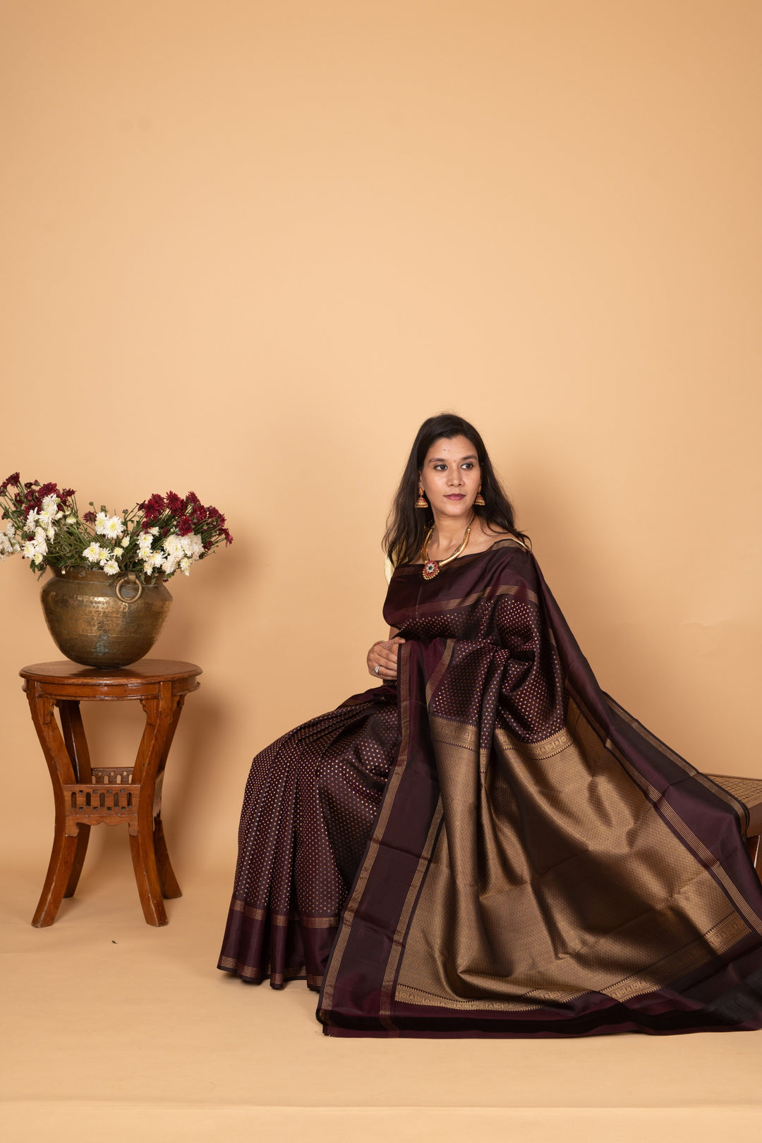 Rasin Purple Pure Kanjivaram silk saree