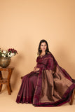 Sangria Purple Pure Kanjivaram silk saree