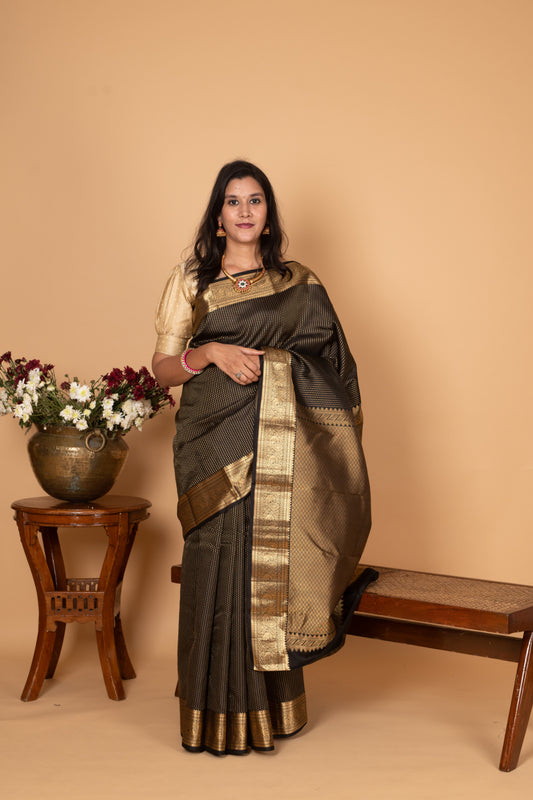 Black Pure Kanjivaram silk saree