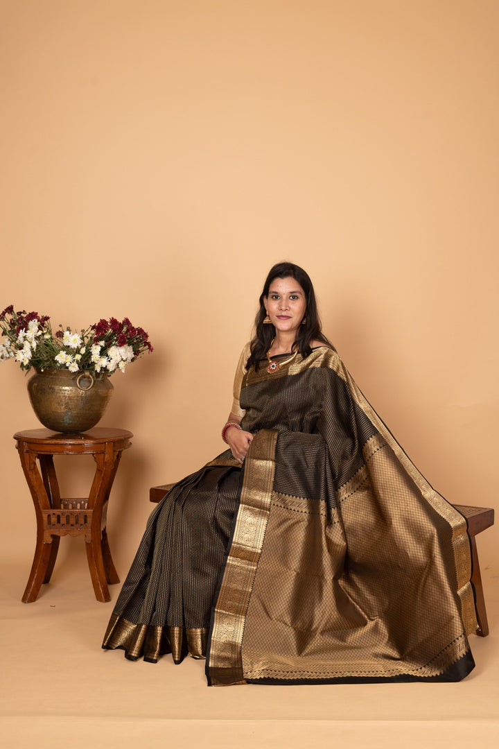 Black Pure Kanjivaram silk saree