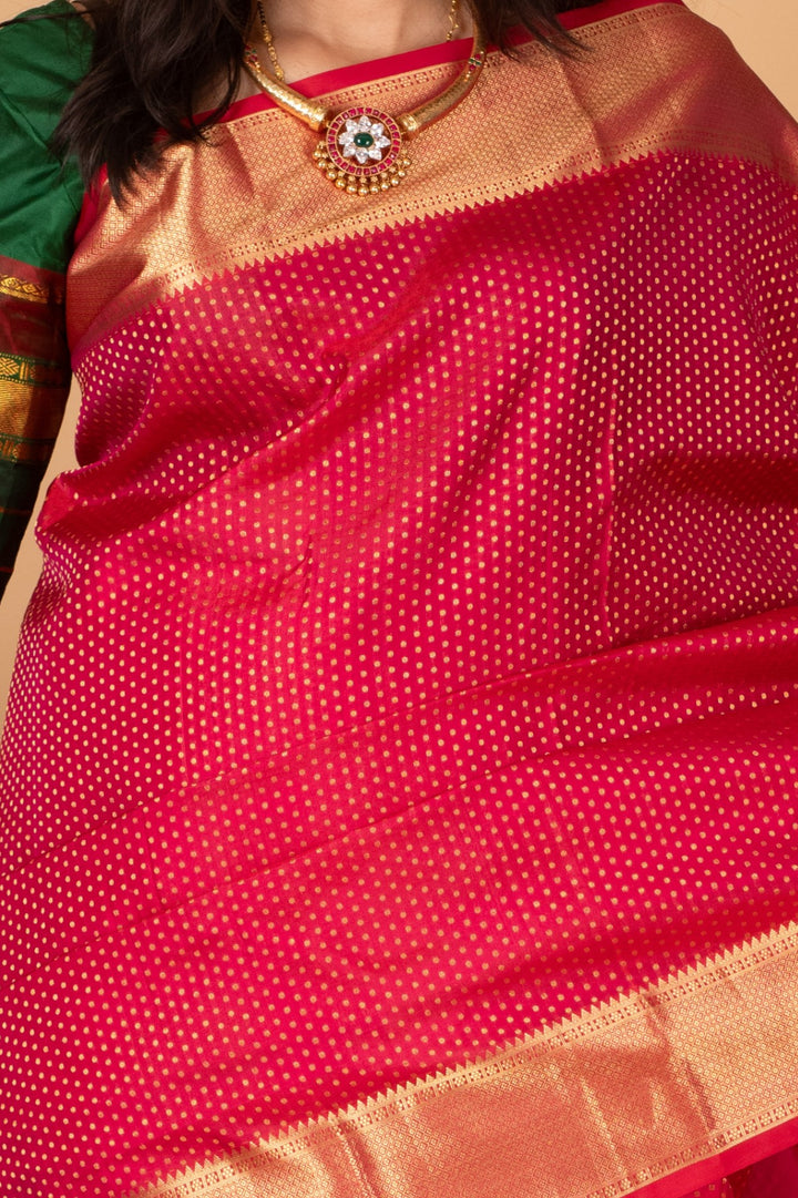 Raspberry Pink Pure Kanjivaram silk saree