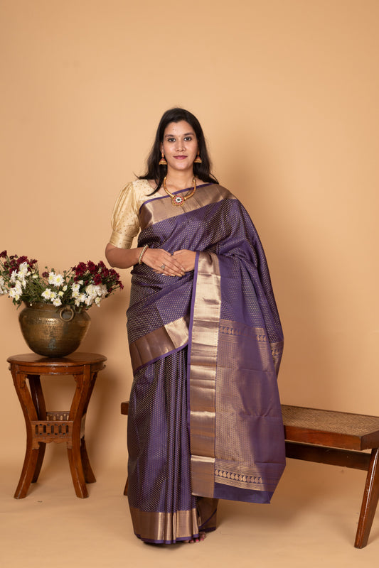Berry Blue Pure Kanjivaram silk saree