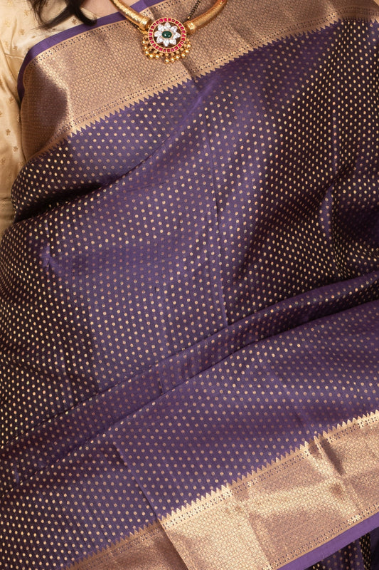 Berry Blue Pure Kanjivaram silk saree