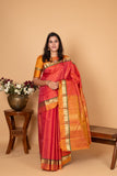 Dual Tone Orange and Dual Tone Yellow Pure Kanjivaram silk saree
