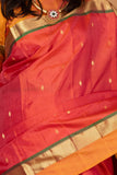 Dual Tone Orange and Dual Tone Yellow Pure Kanjivaram silk saree