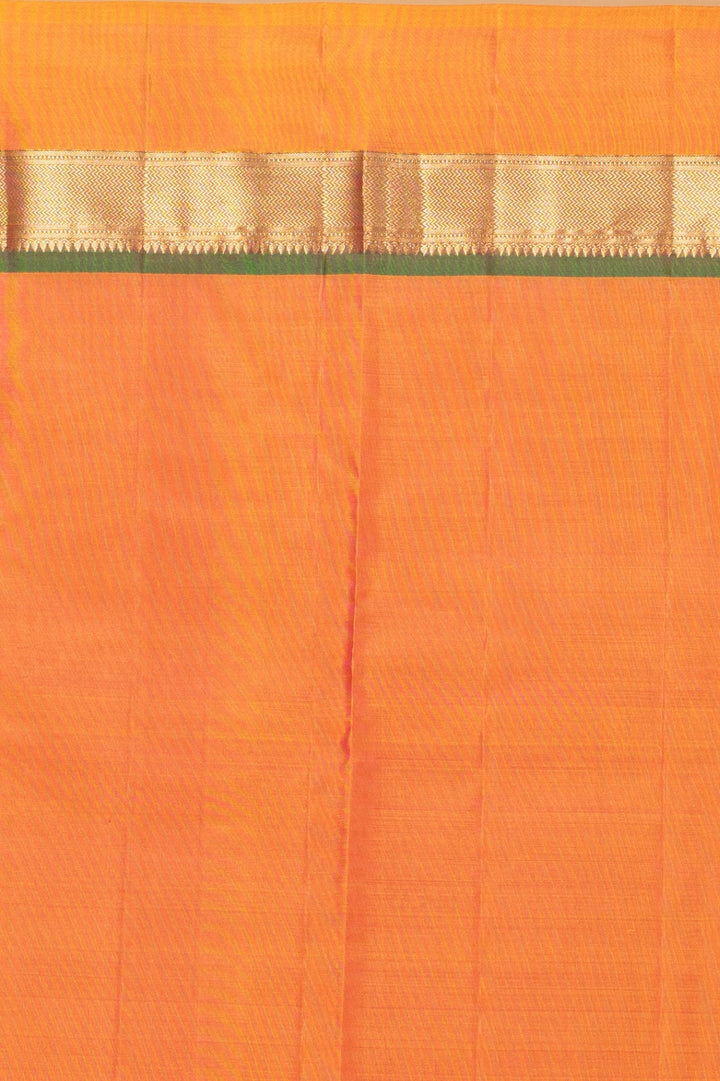 Dual Tone Orange and Dual Tone Yellow Pure Kanjivaram silk saree