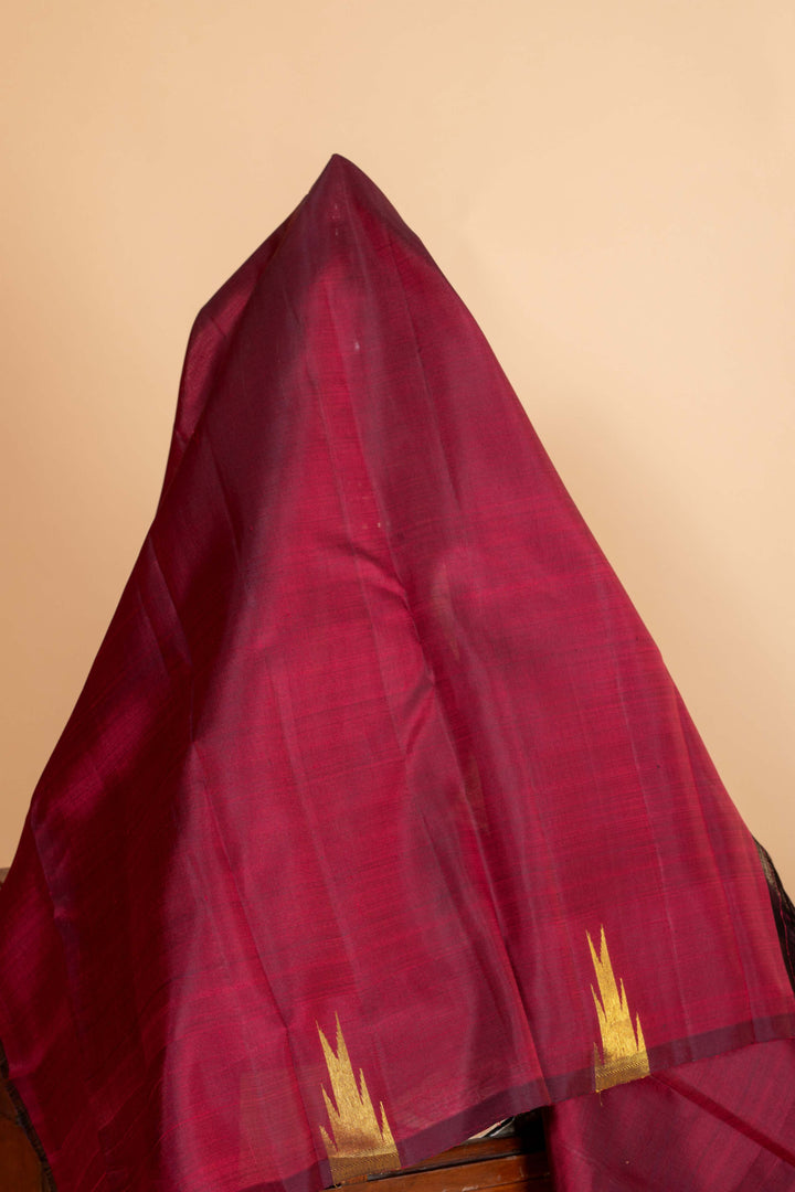 Maroon temple border kanjipuram silk saree