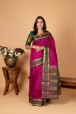 Orchid Purple and Dual tone green Pure Kanjivaram silk saree