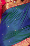 Peacock Blue and Magenta Pure Kanjivaram silk saree