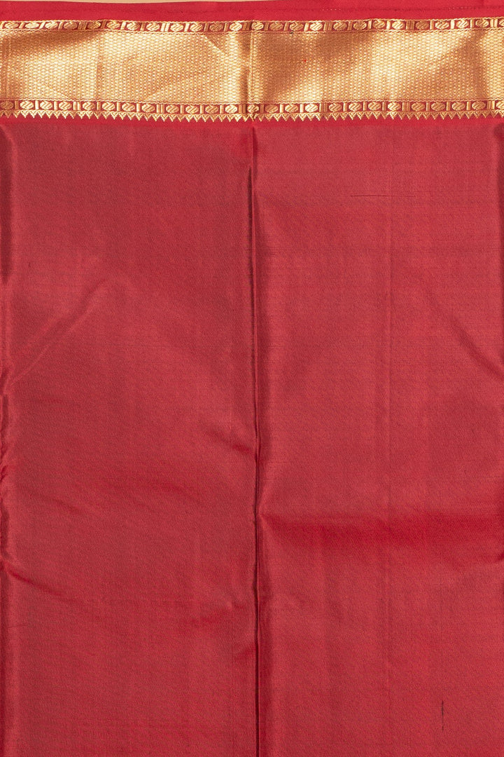 Golden Yellow and Apple red Pure Kanjivaram silk saree