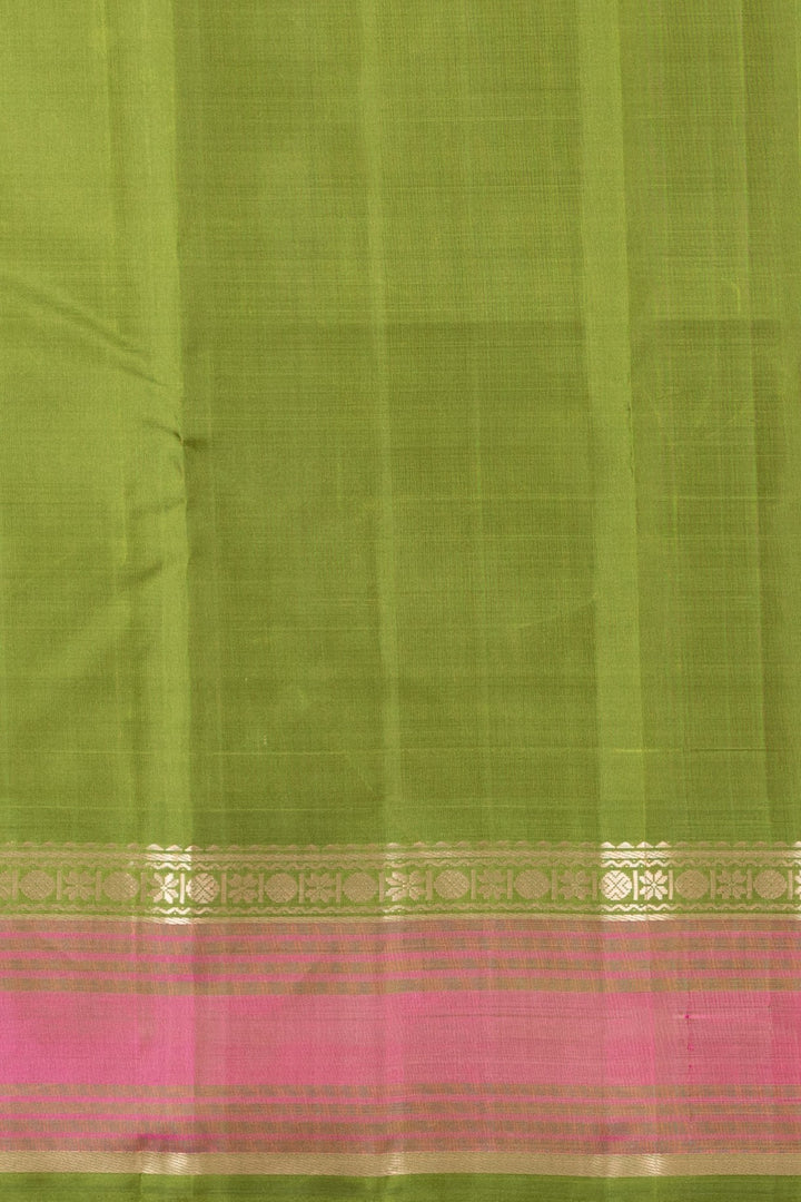 Parrot green and Pickle green Zero Zari Kanjivaram silk saree