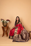 Apple Red and Midnight blue Pure kanjivaram silk saree