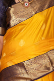 Royal yellow and Midnight blue Pure kanjivaram silk saree