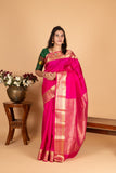 Rose Brocade Blouse Pure kanchi silk saree
