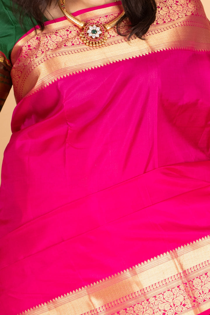 Rose Brocade Blouse Pure kanchi silk saree