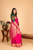 Rose Brocade Blouse Pure kanchi silk saree