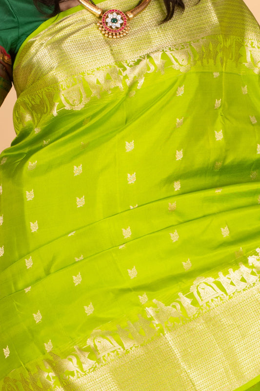 Green Kalyana oorvalam Pure Kanchi silk saree