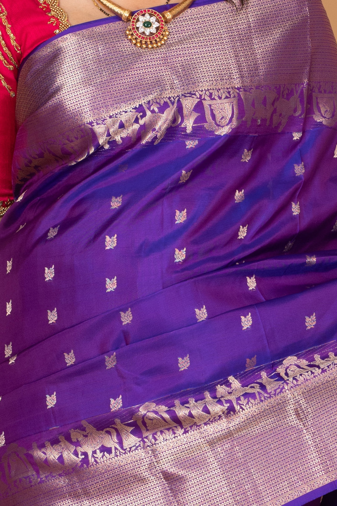 Blue Violet Kalyana oorvalam Pure Kanchi silk saree