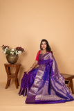 Blue Violet Kalyana oorvalam Pure Kanchi silk saree