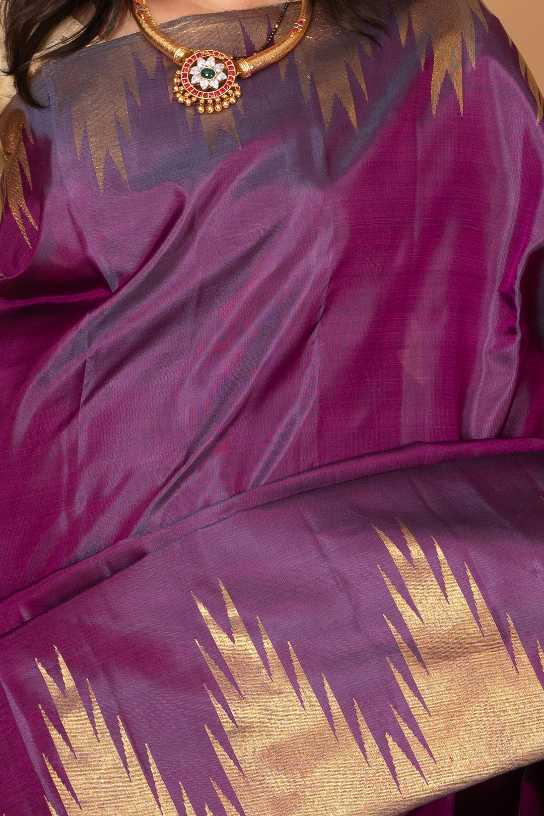 Ultra Violet Temple pure kanchi silk saree
